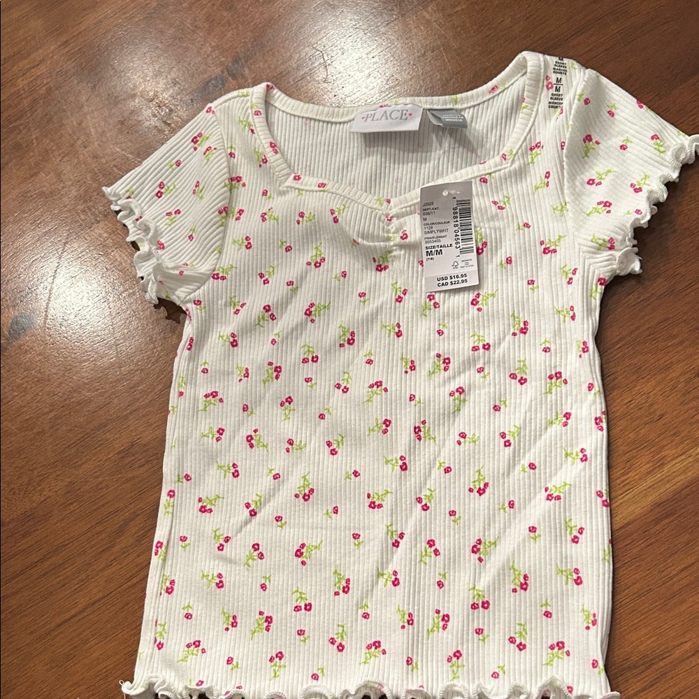 The Children's Place White and Pink Floral Tee